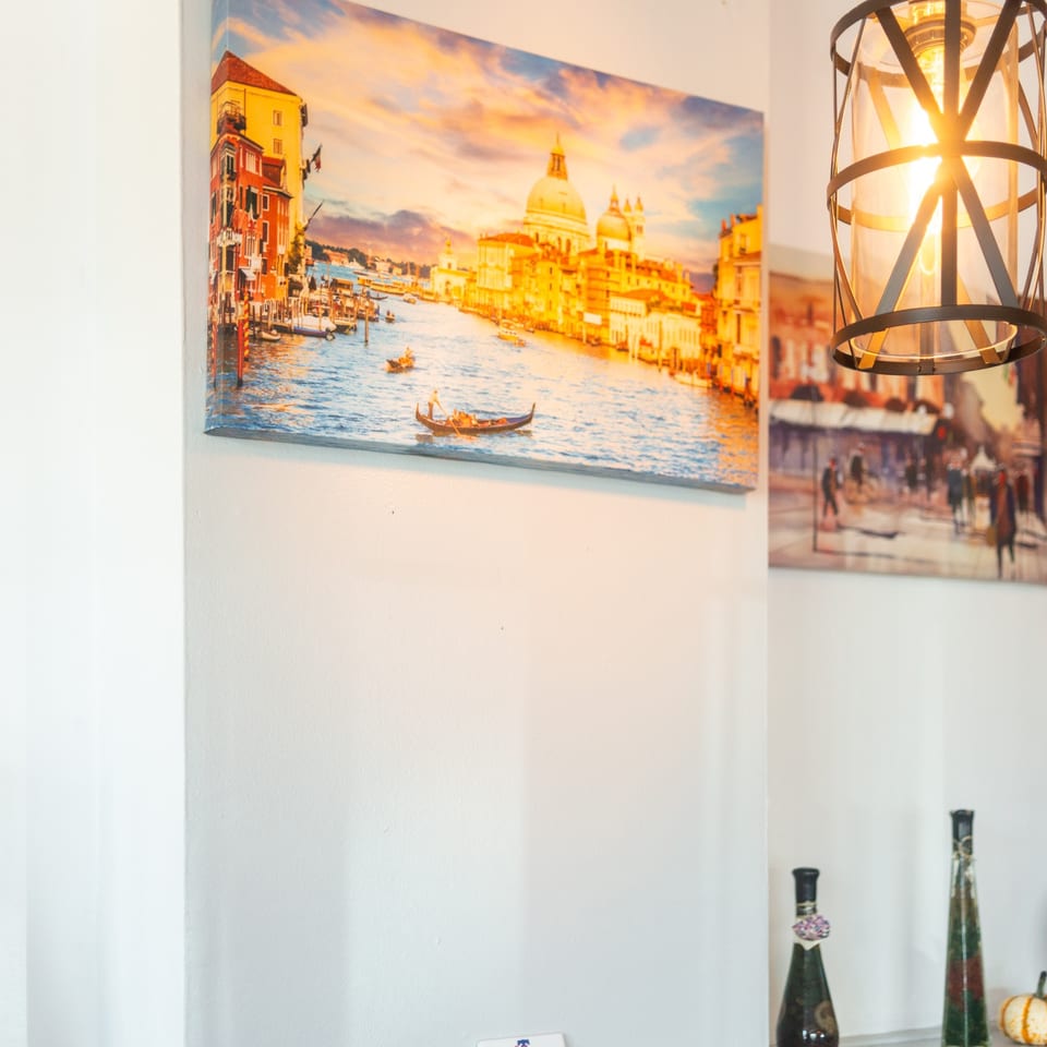 Italian wall art and pendant light