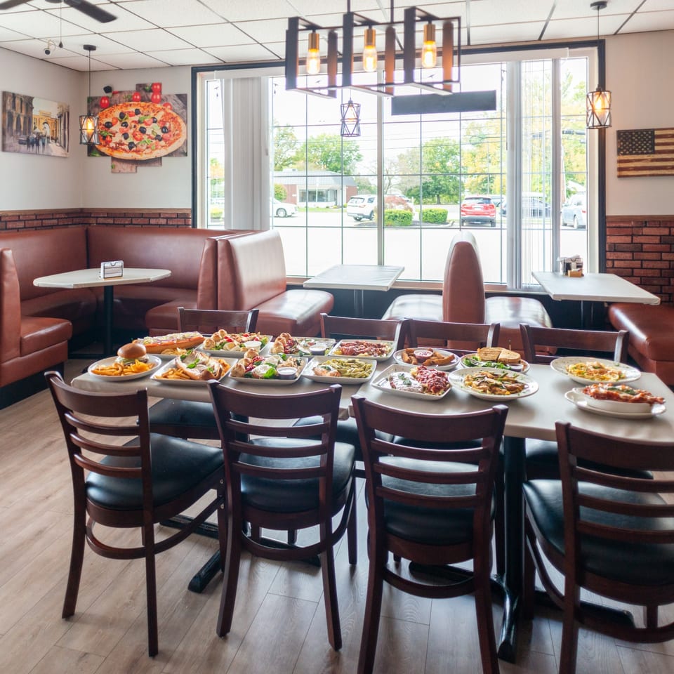 Dining tables with Italian dishes